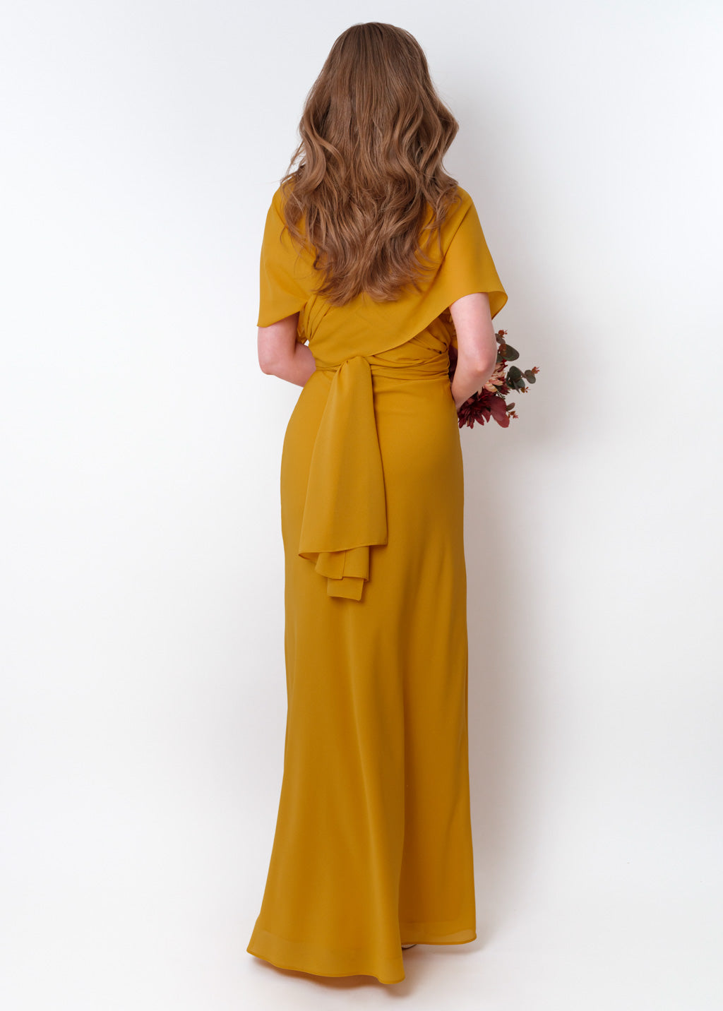 Gold chiffon infinity long dress