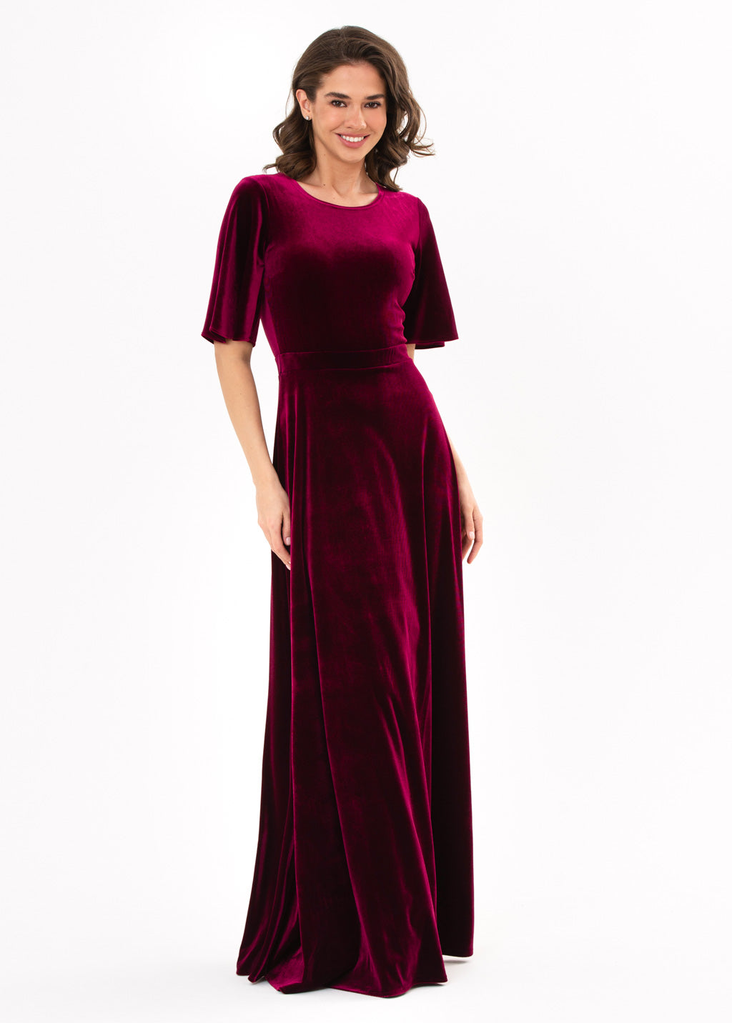 Plum burgundy velvet long dress