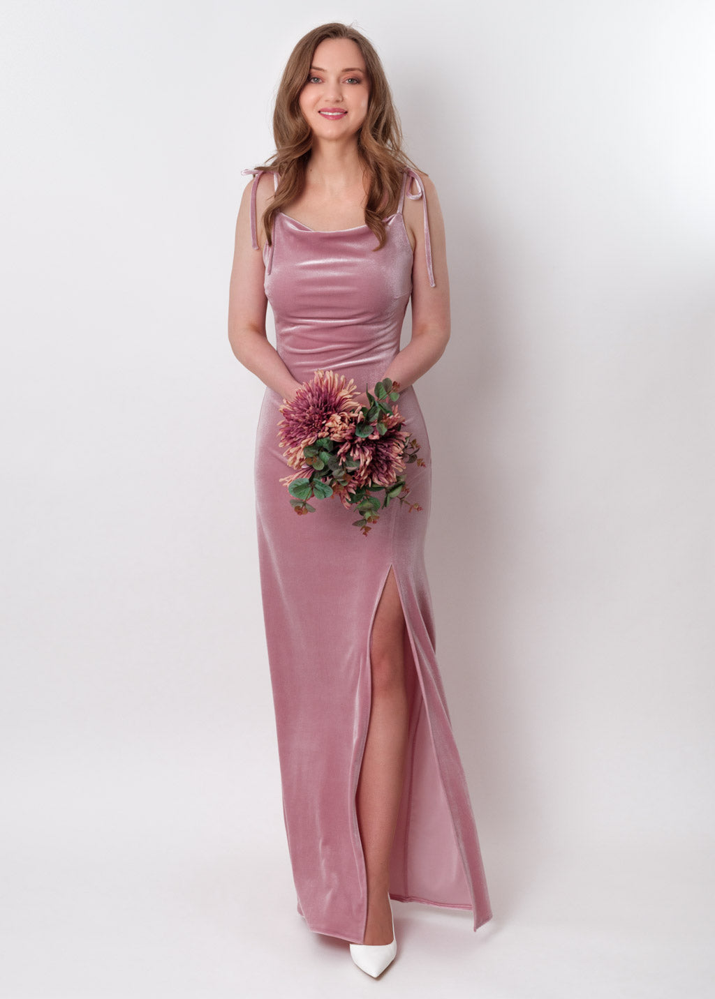 Mauve slip slit velvet bodycon long dress Mauve slip slit velvet bodycon long dress