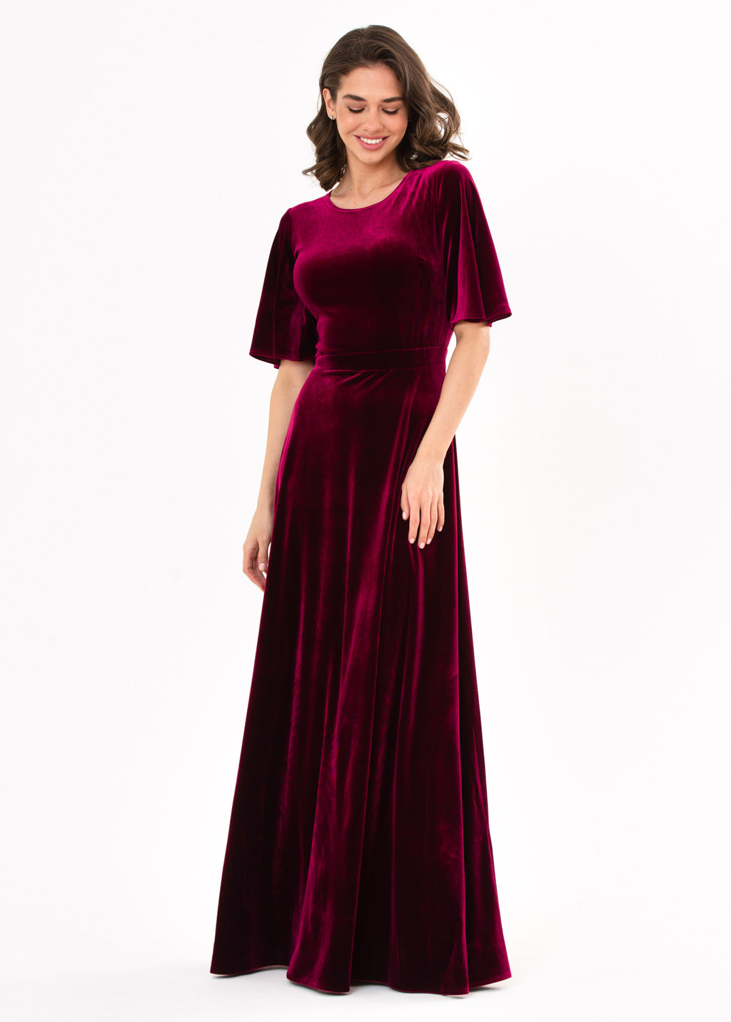 Plum burgundy velvet long dress