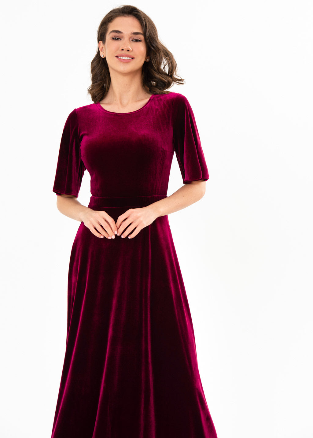 Plum burgundy velvet long dress