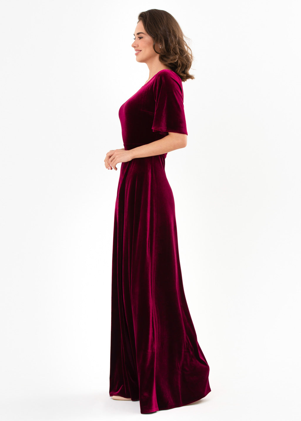 Plum burgundy velvet long dress