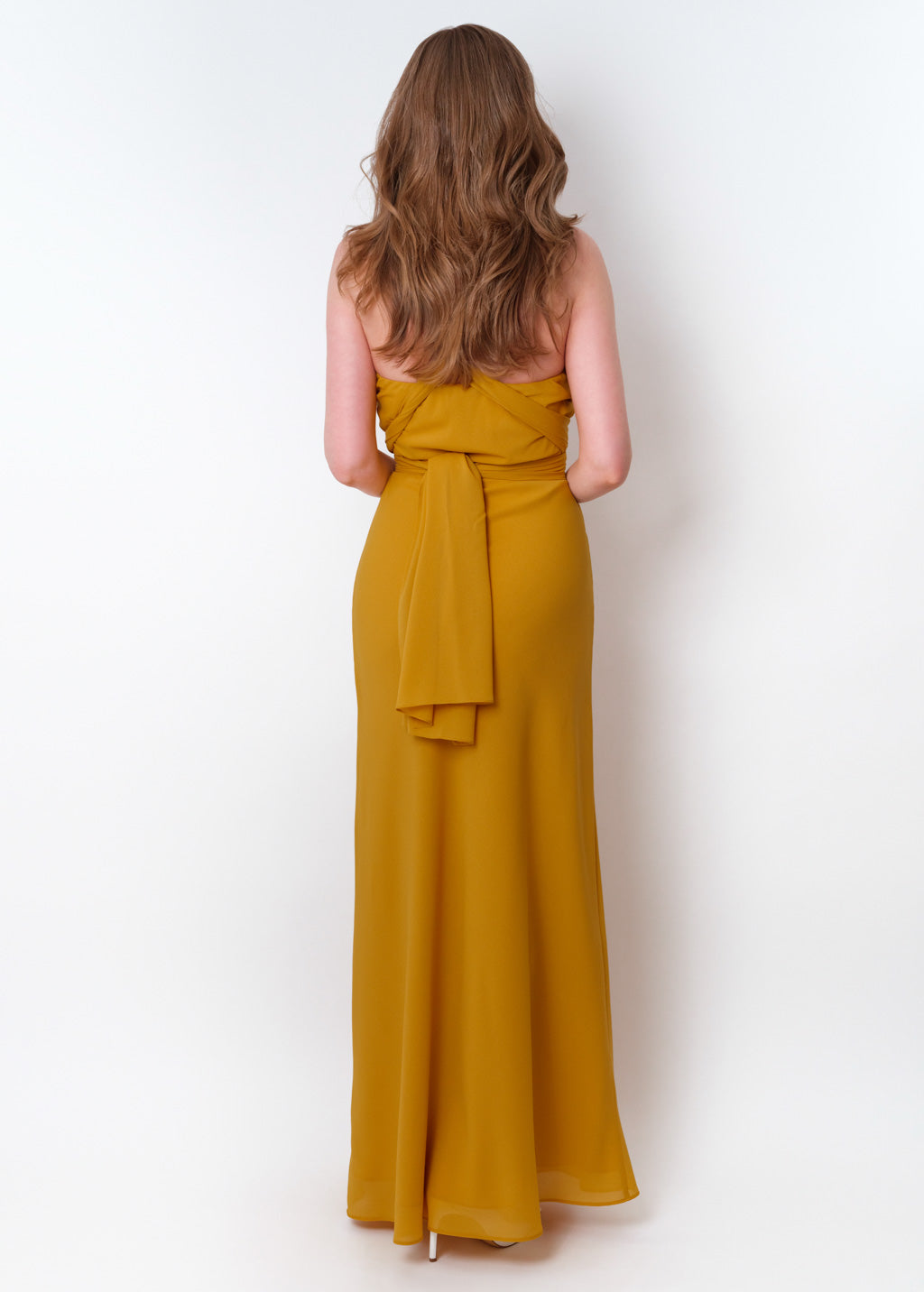 Gold chiffon infinity long dress