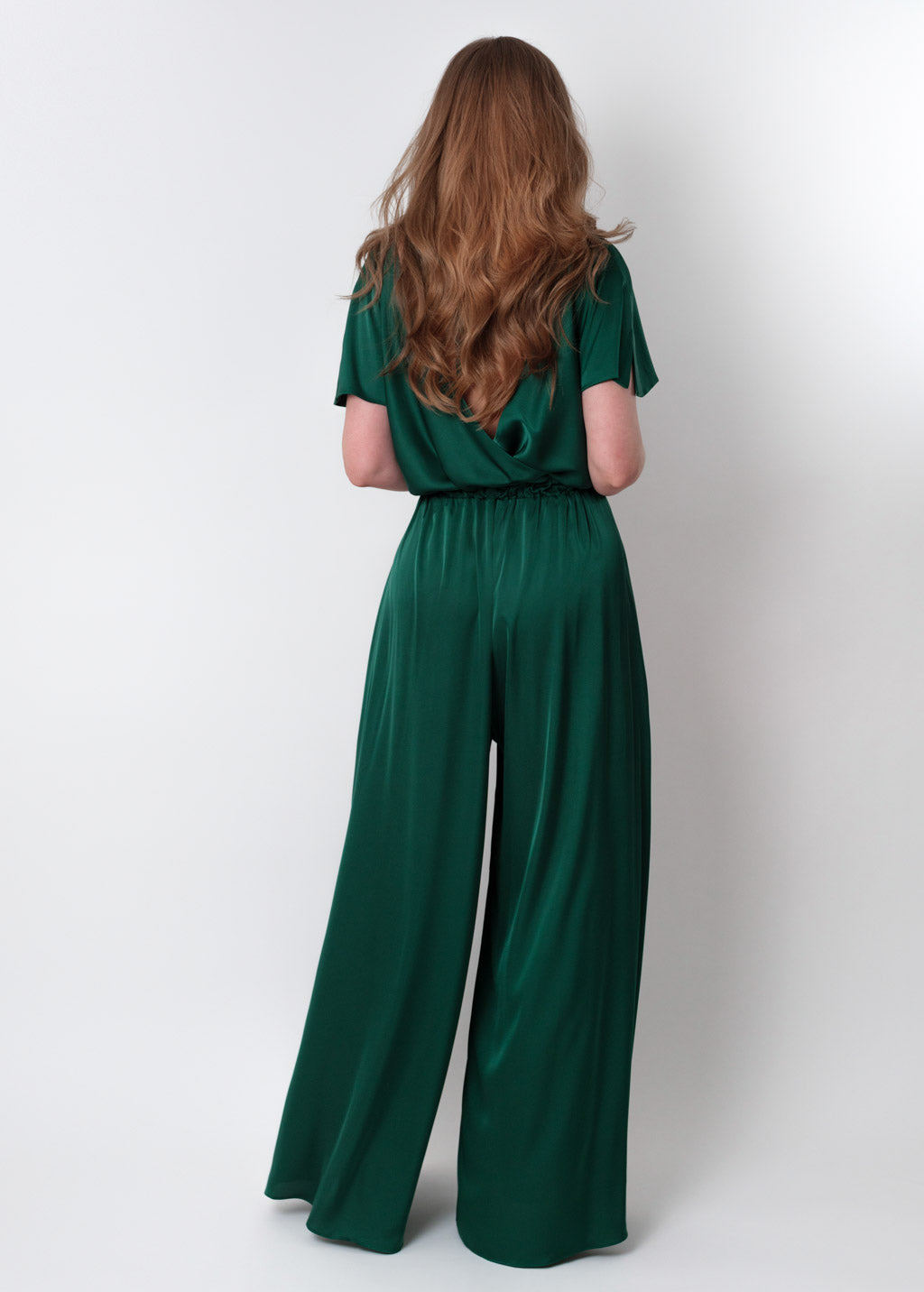 Dark green silk jumpsuit