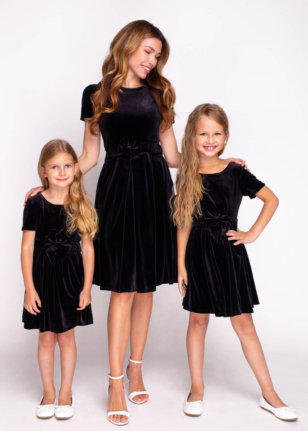 Mommy and me black velvet adult dress