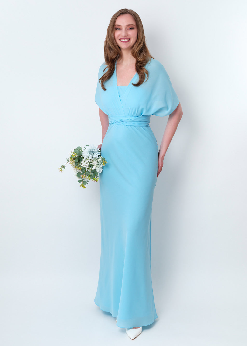 Sky blue chiffon infinity long dress