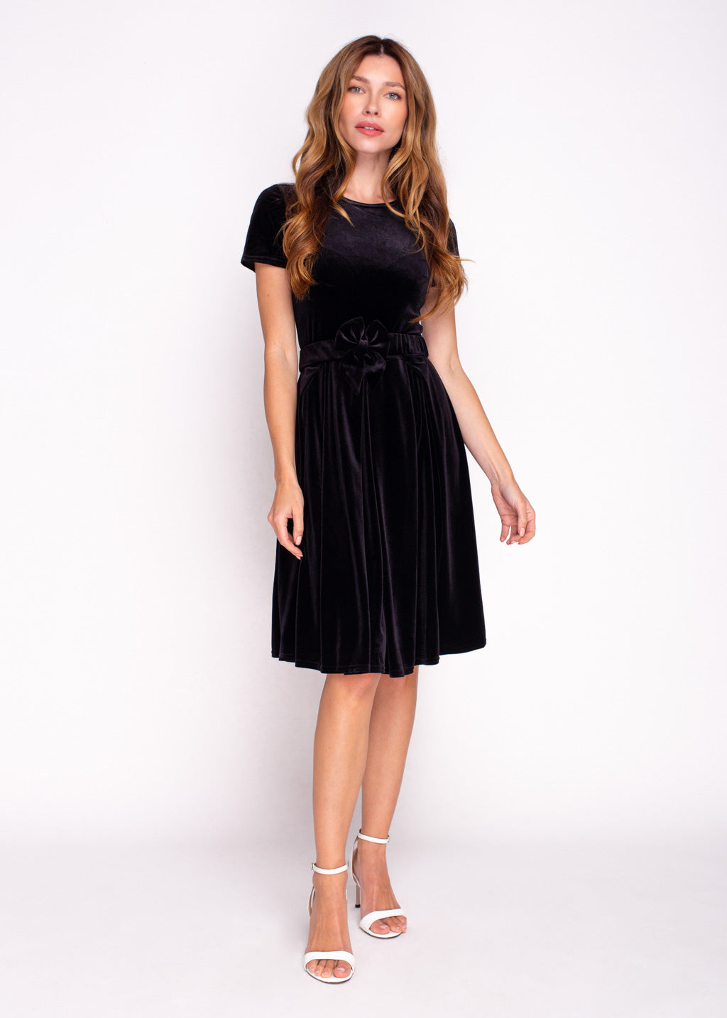 Black velvet dress with belt
