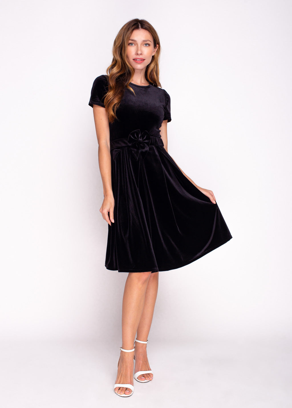 Mommy and me black velvet adult dress