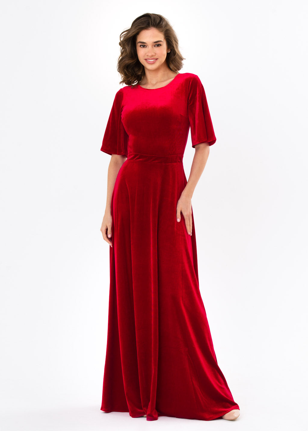 Red velvet long dress