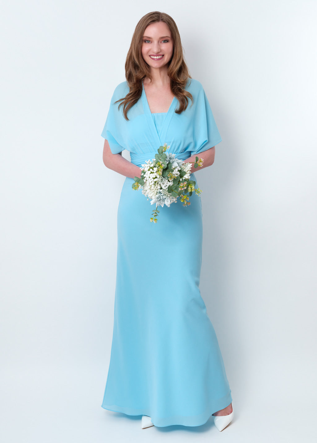 Sky blue chiffon infinity long dress