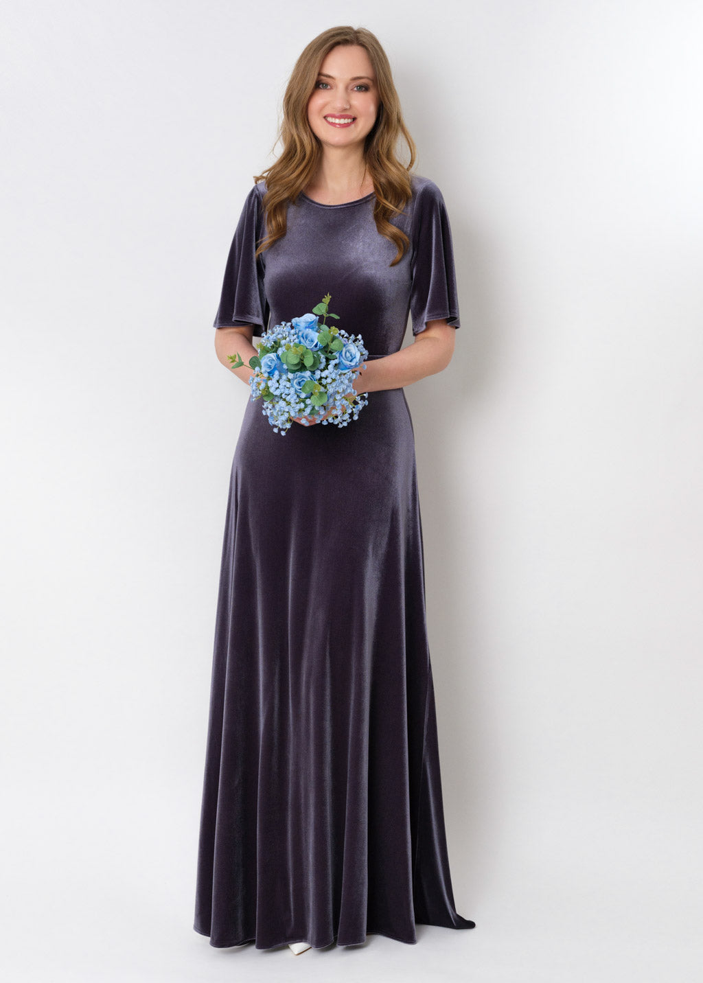 Charcoal velvet long dress