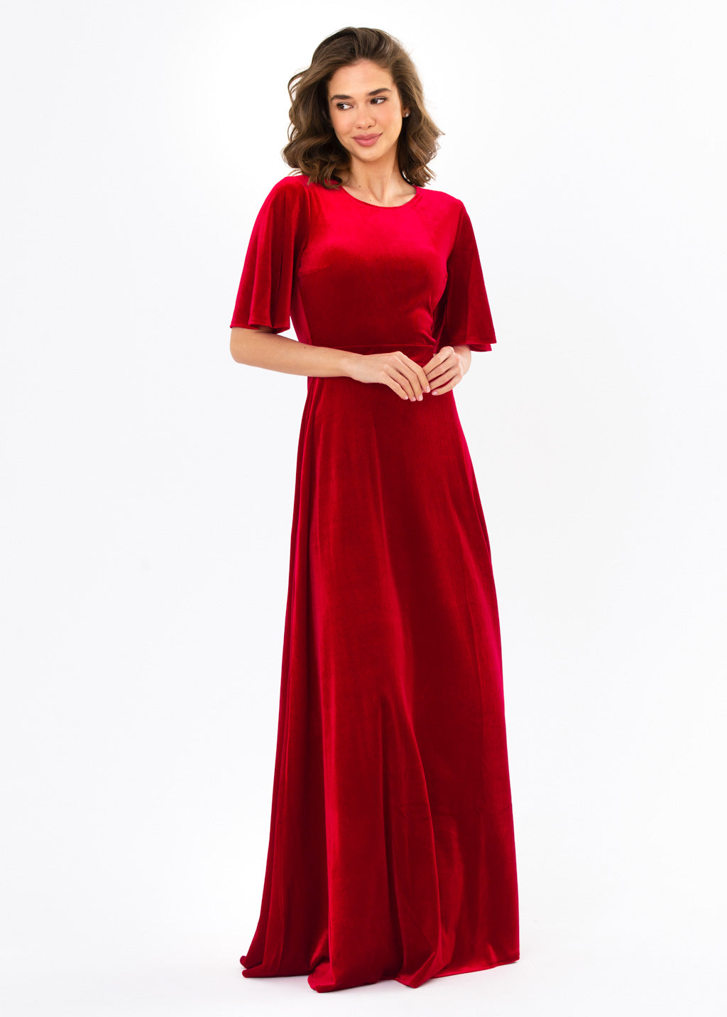 Red velvet long dress