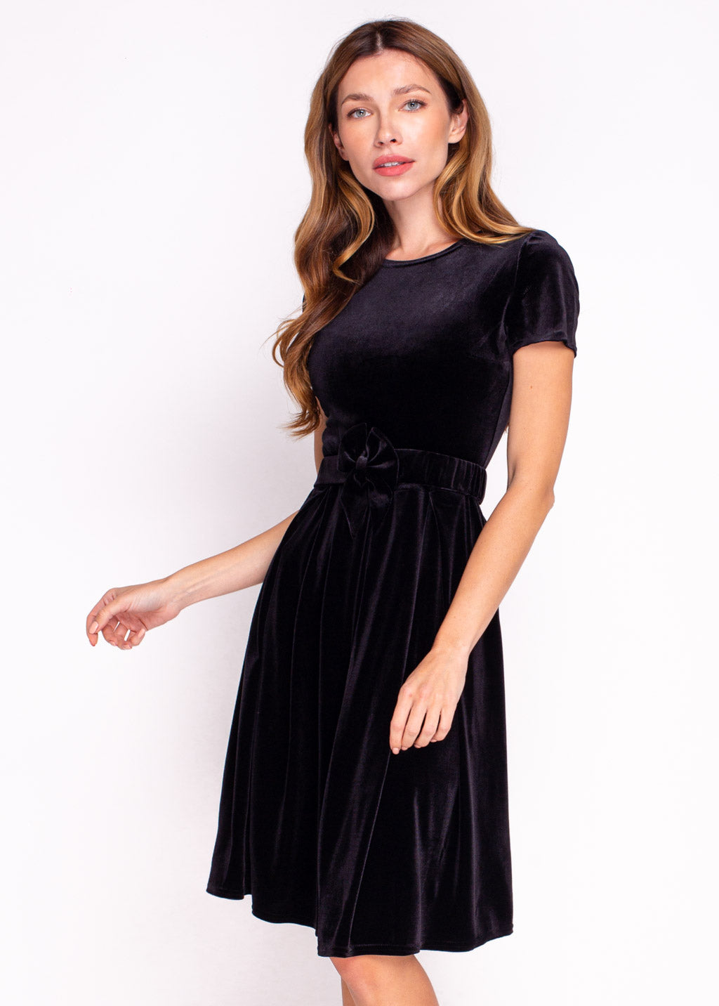 Mommy and me black velvet adult dress