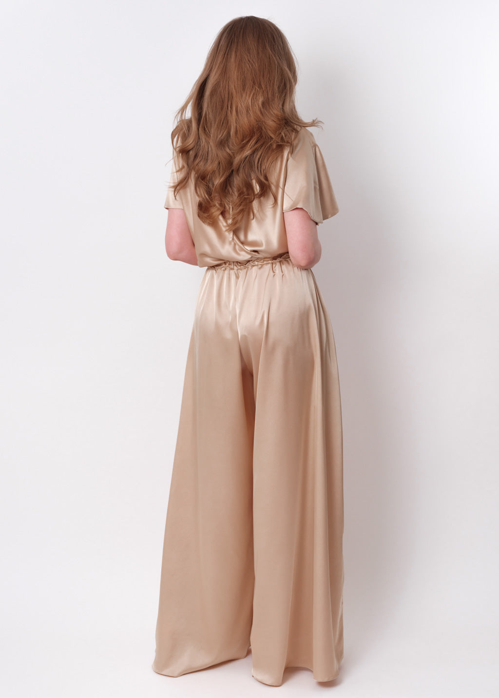 Champagne gold silk jumpsuit