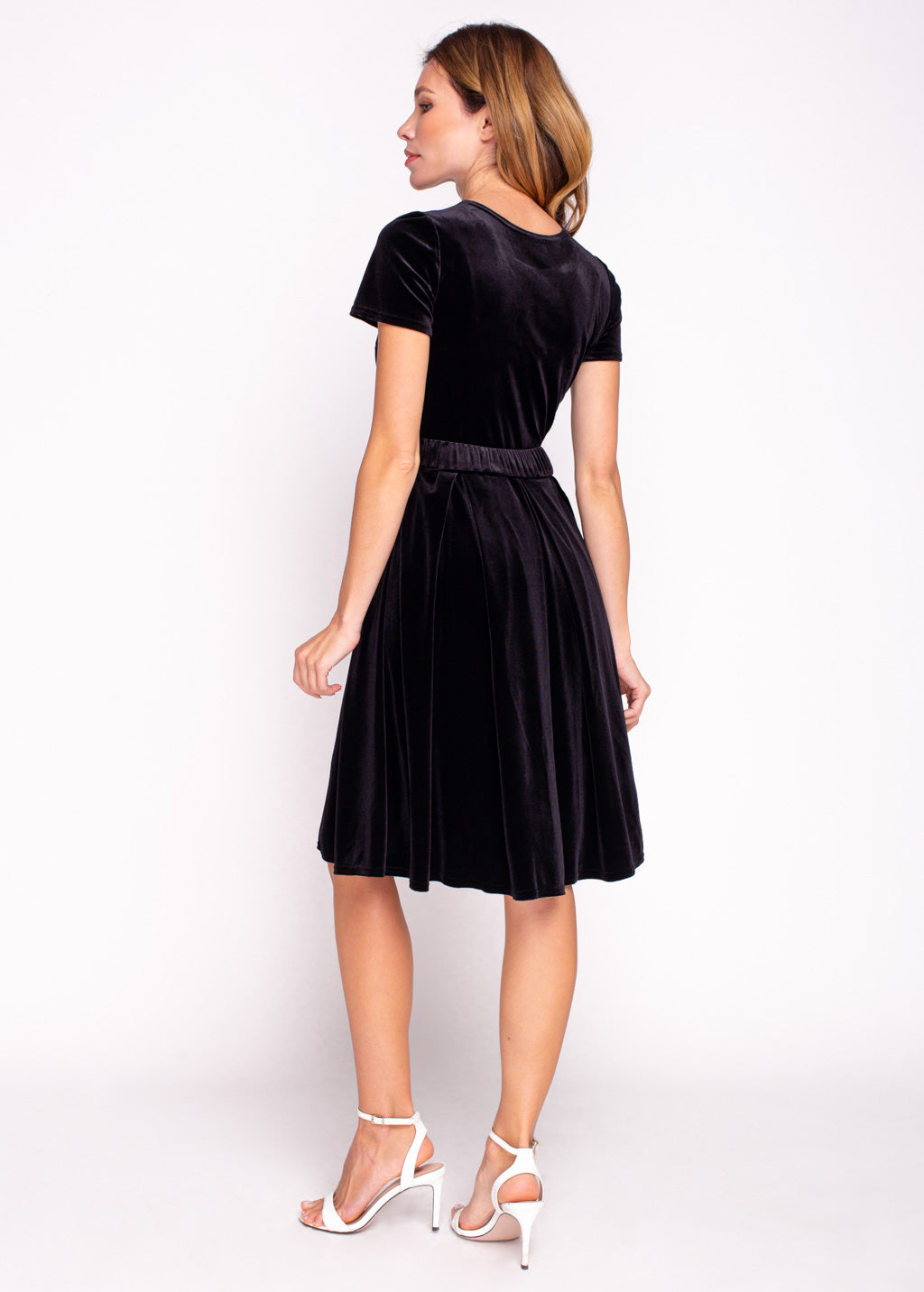 Black velvet dress with belt