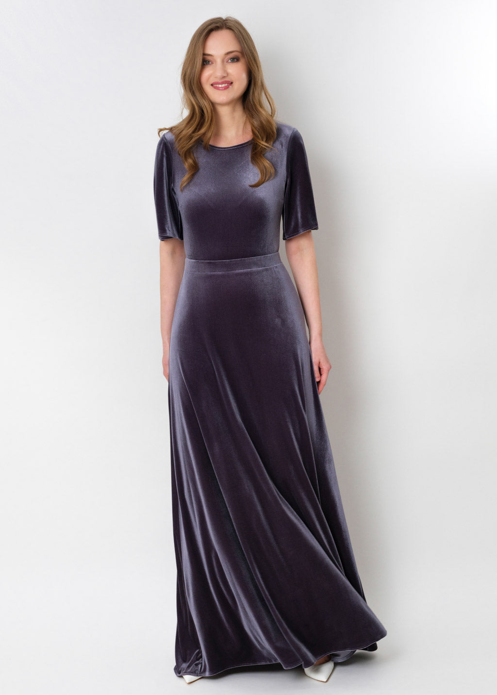 Charcoal velvet long dress