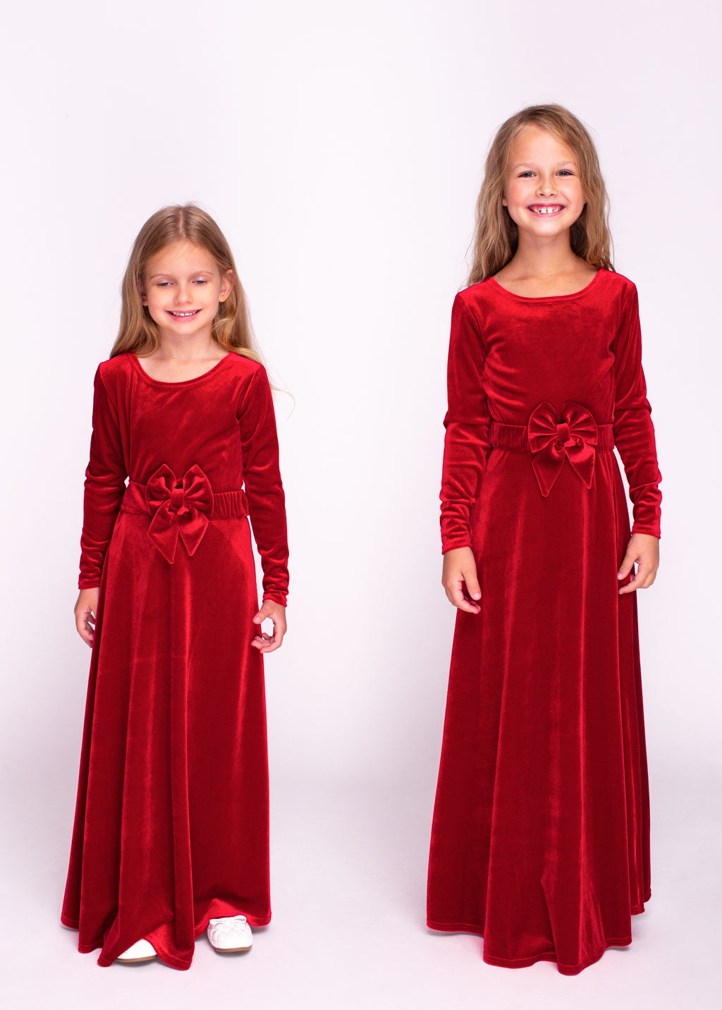 Red girl velvet long dress