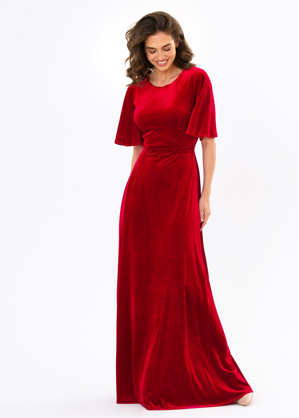 Red velvet long dress