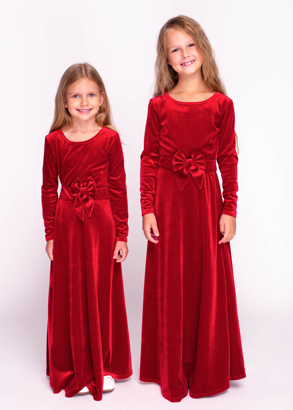Red girl velvet long dress
