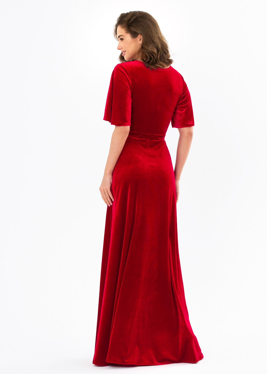 Red velvet long dress