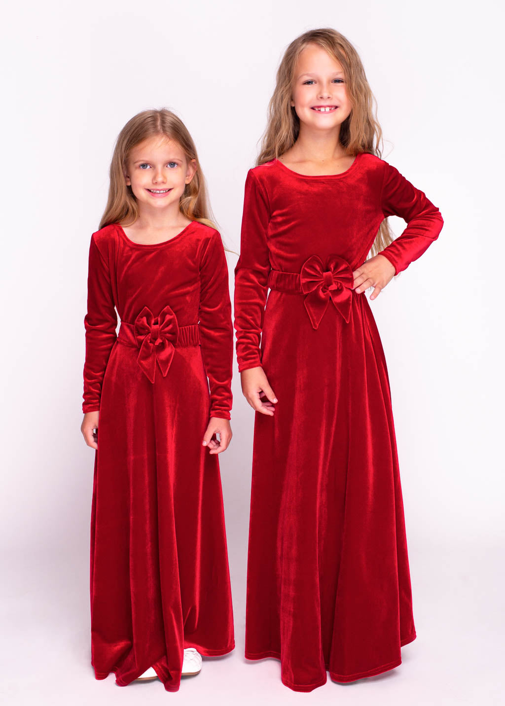 Red girl velvet long dress