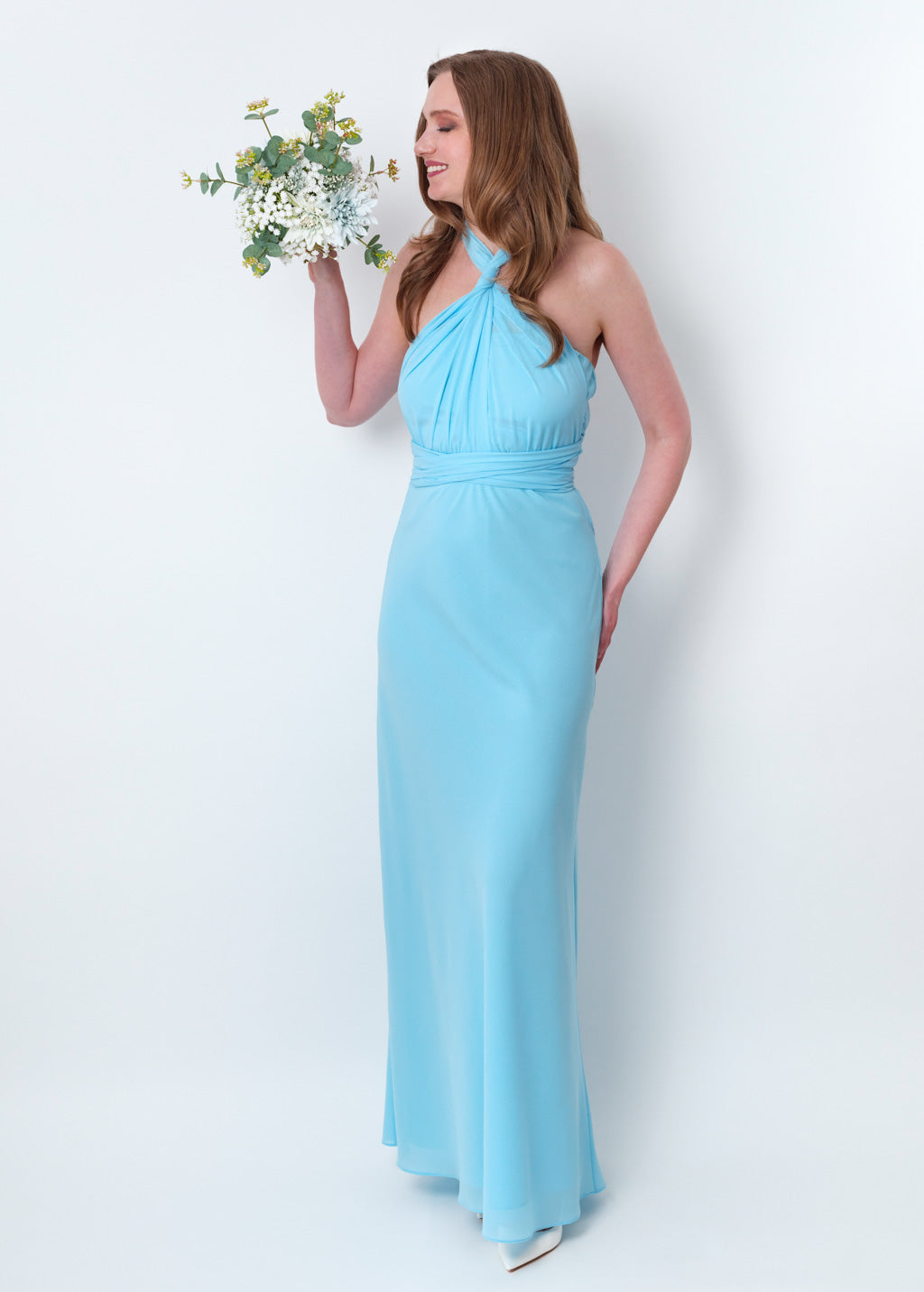 Sky blue chiffon infinity long dress
