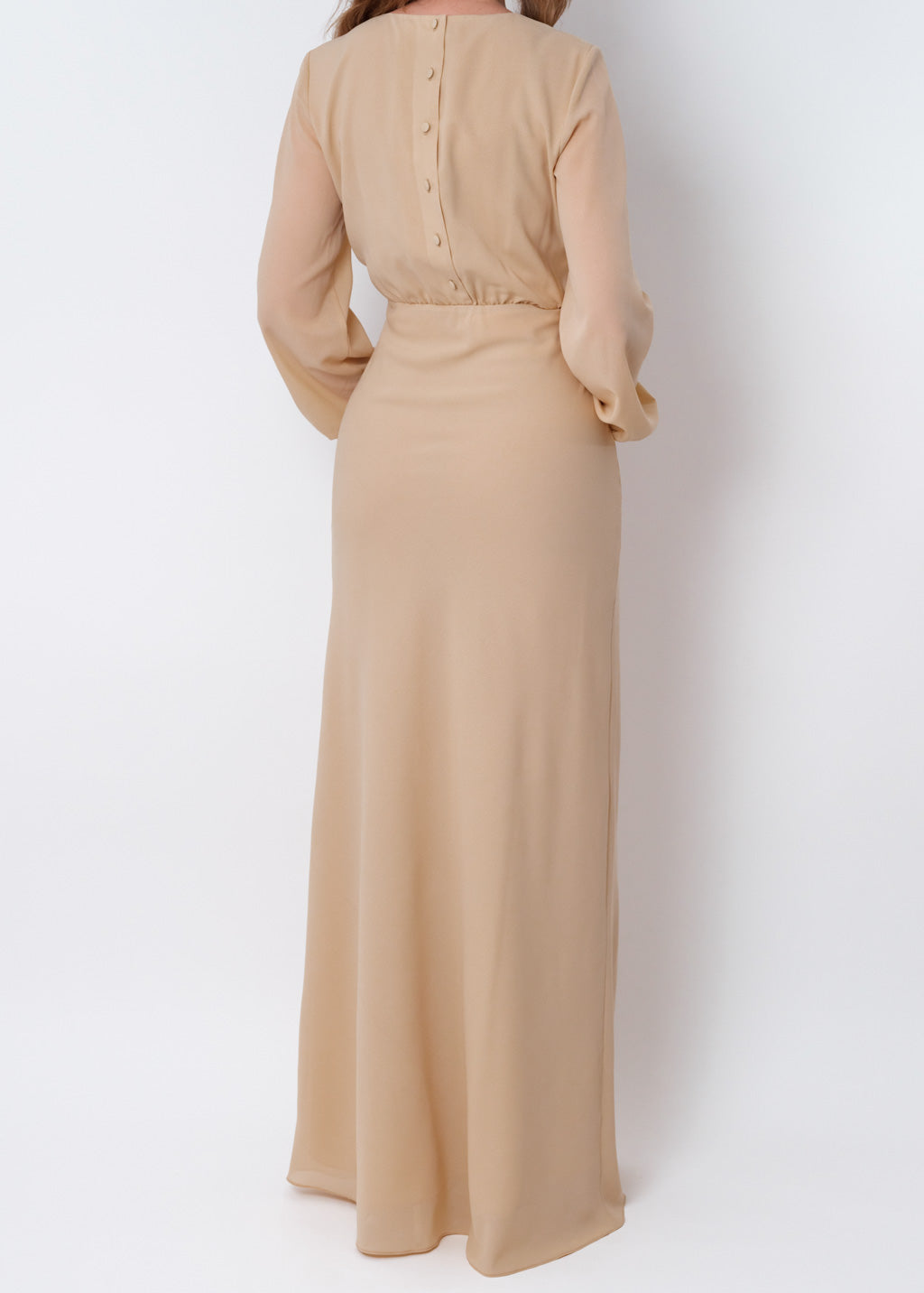 Champagne beige chiffon long dress