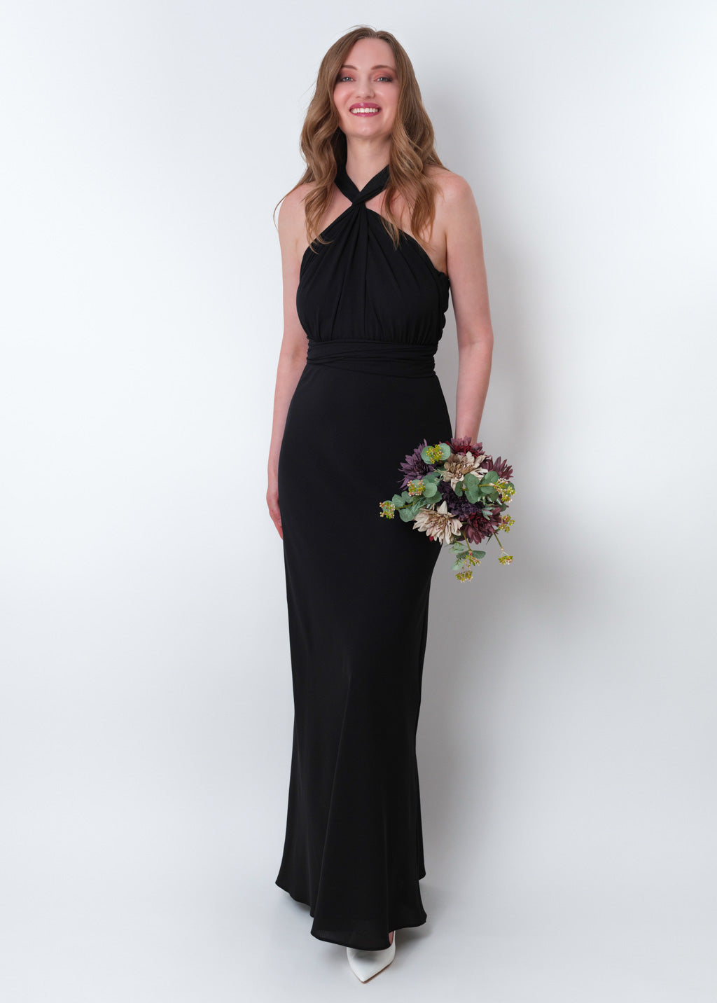 Black chiffon infinity long dress