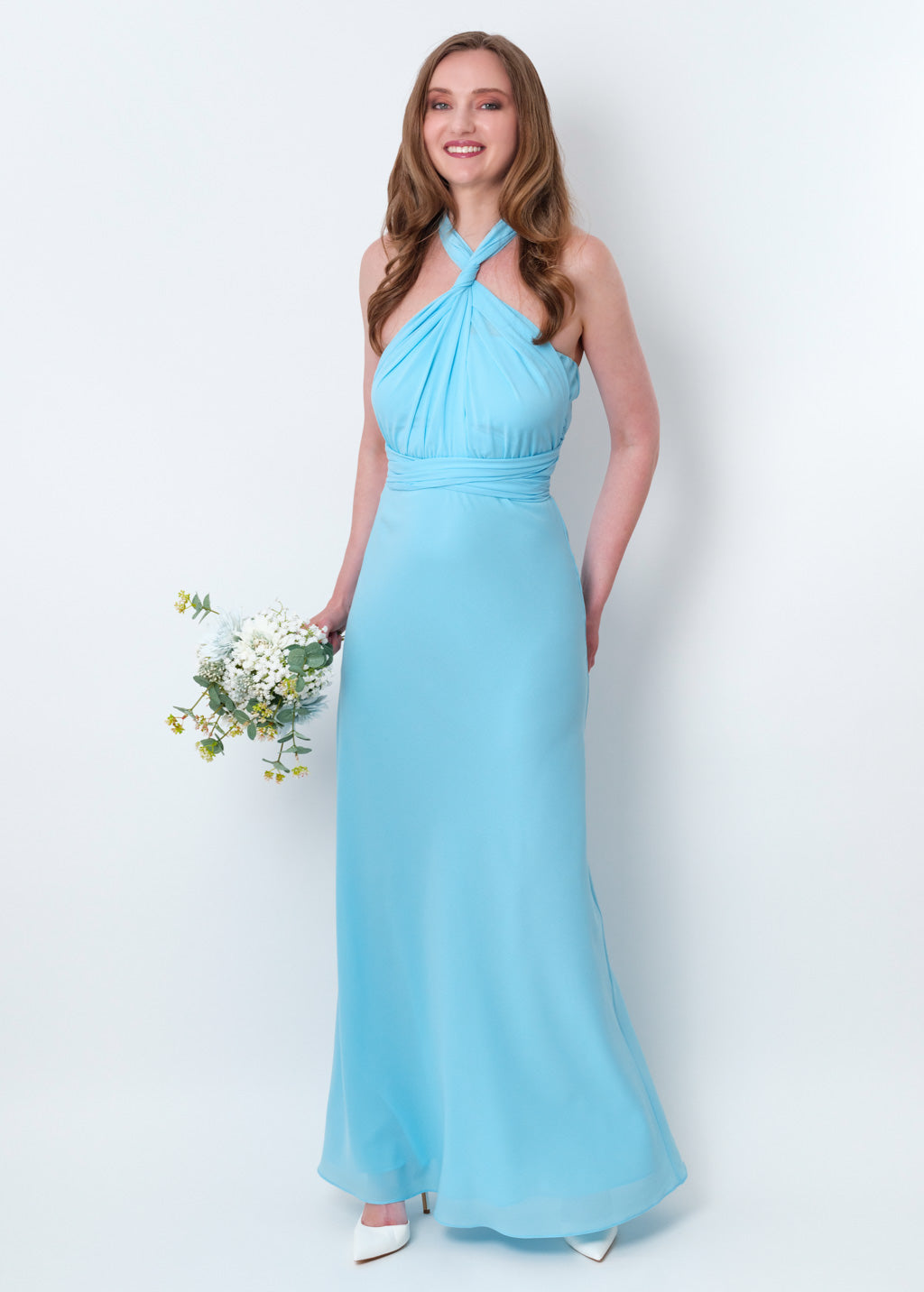 Sky blue chiffon infinity long dress