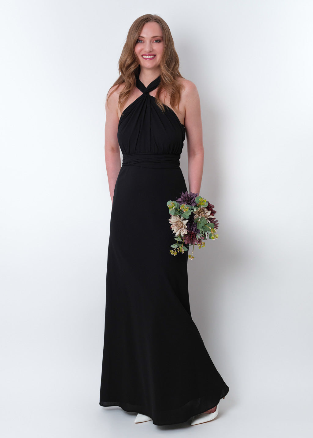 Black chiffon infinity long dress