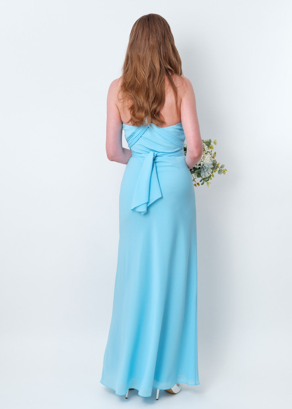 Sky blue chiffon infinity long dress