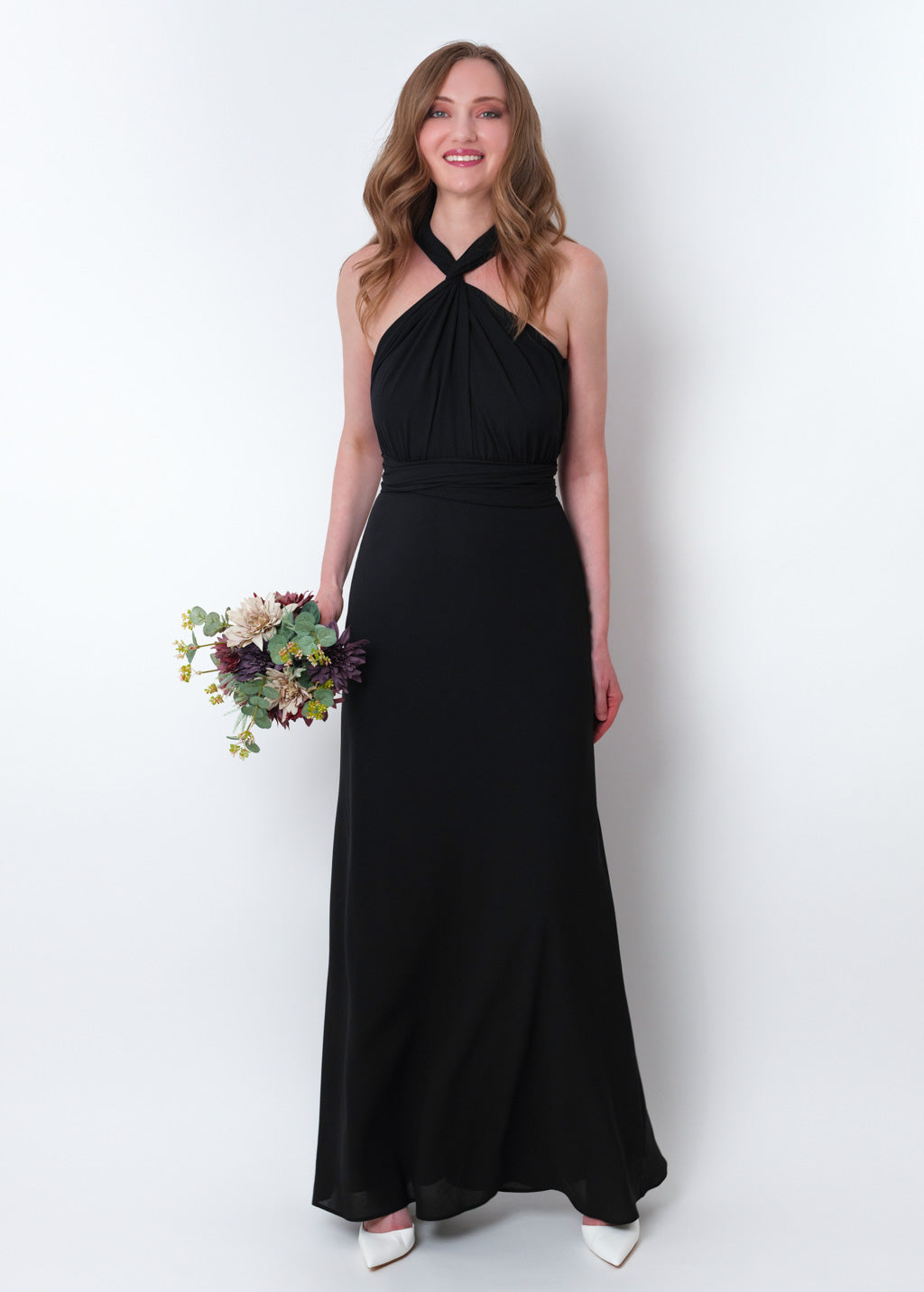 Black chiffon infinity long dress