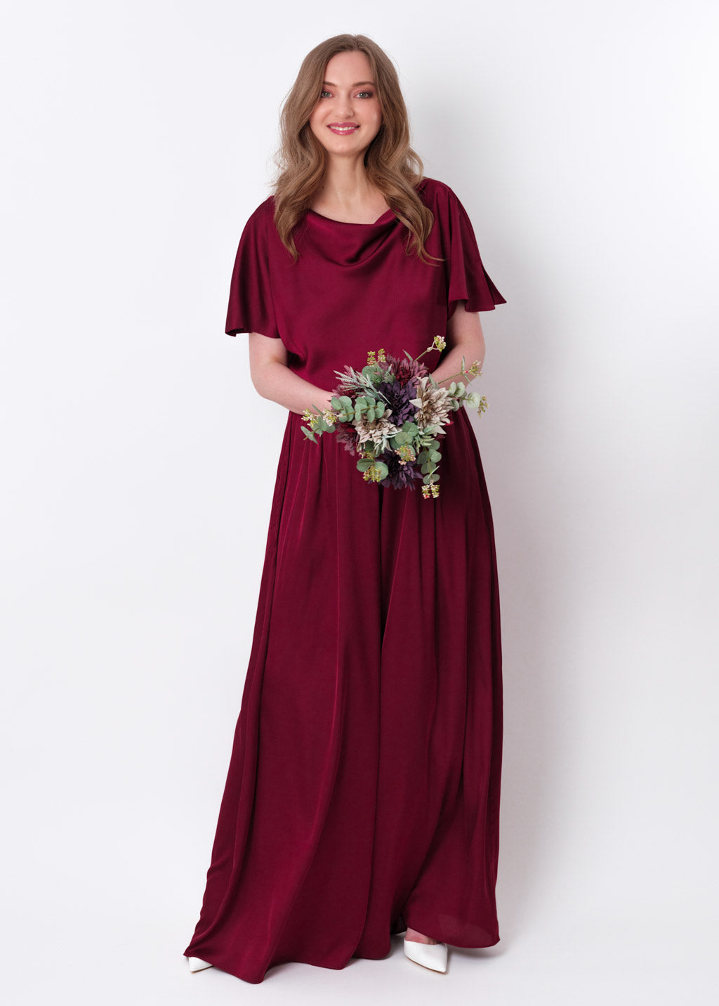 Burgundy silk jumpsuit