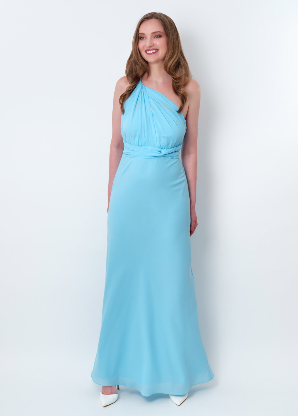 Sky blue chiffon infinity long dress