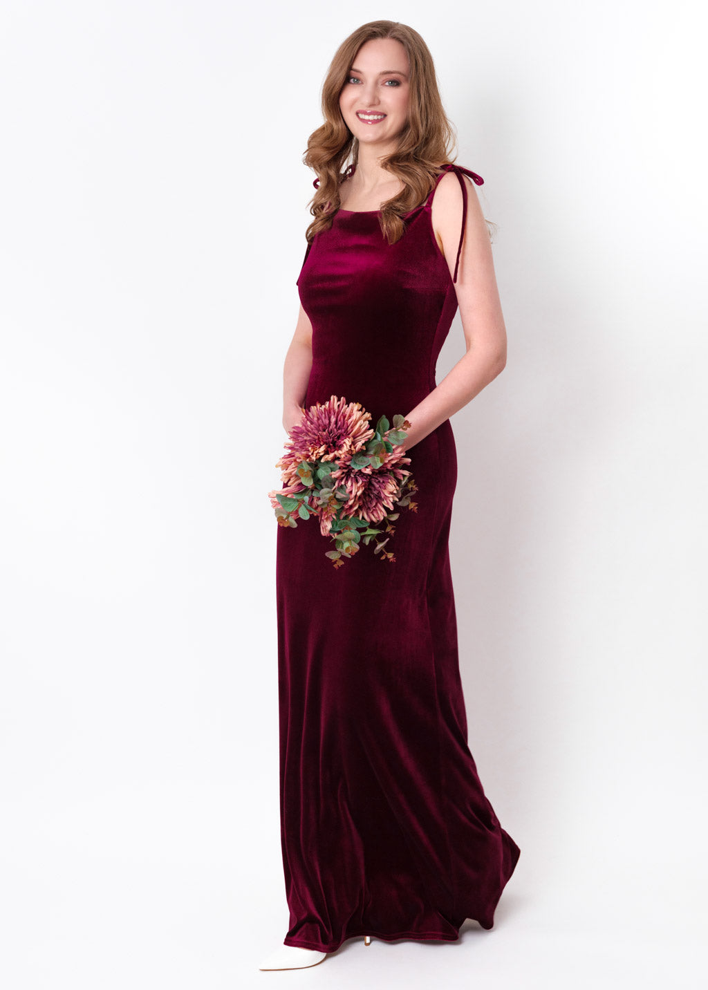 Plum burgundy slip velvet bodycon long dress