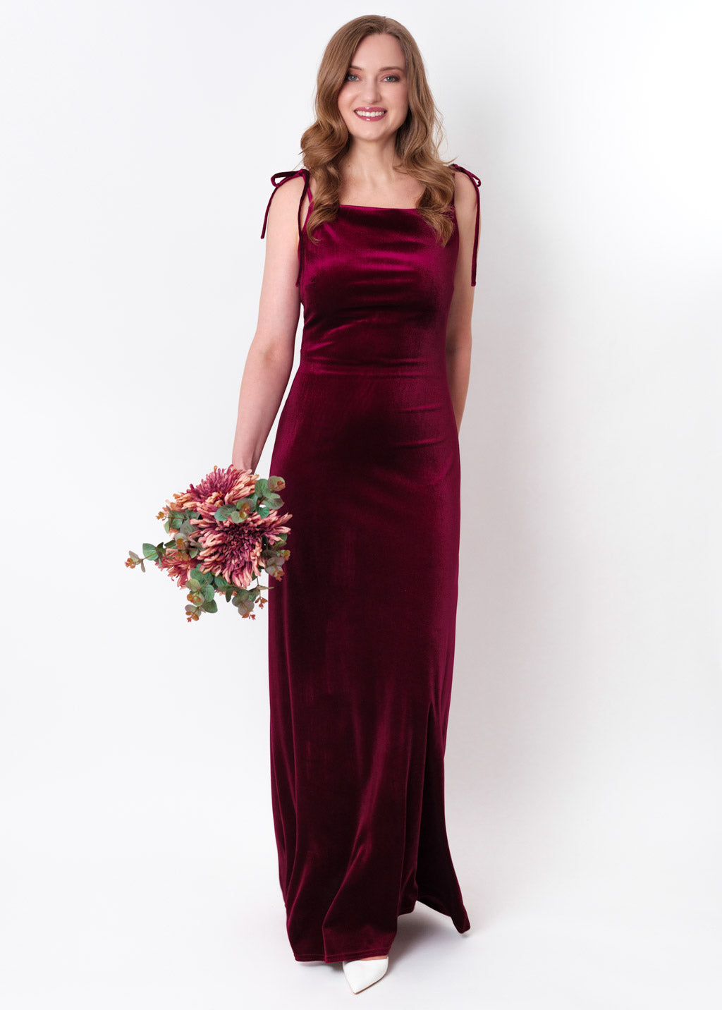 Plum burgundy slip velvet bodycon long dress