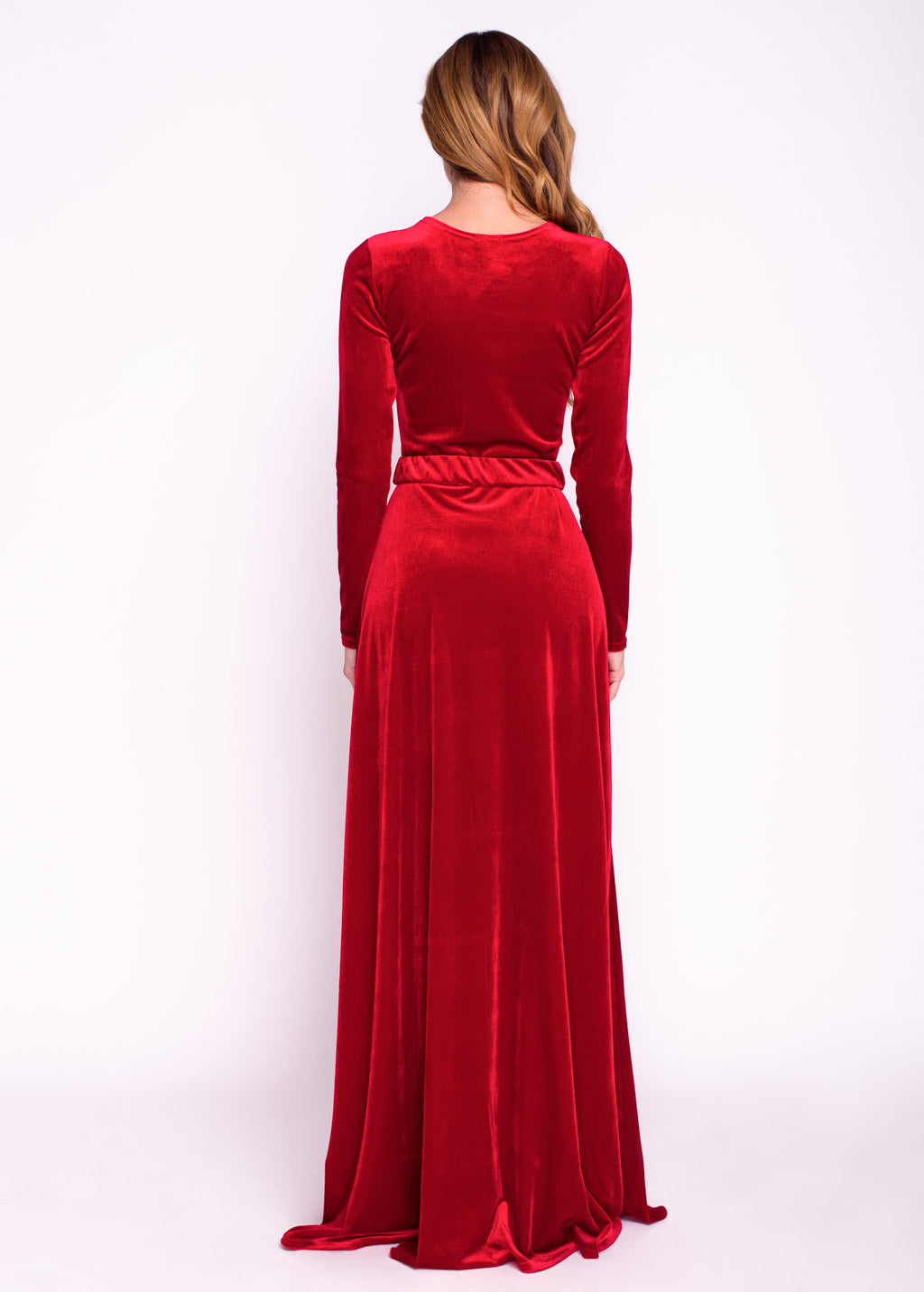 Mommy and me red long velvet adult dresses