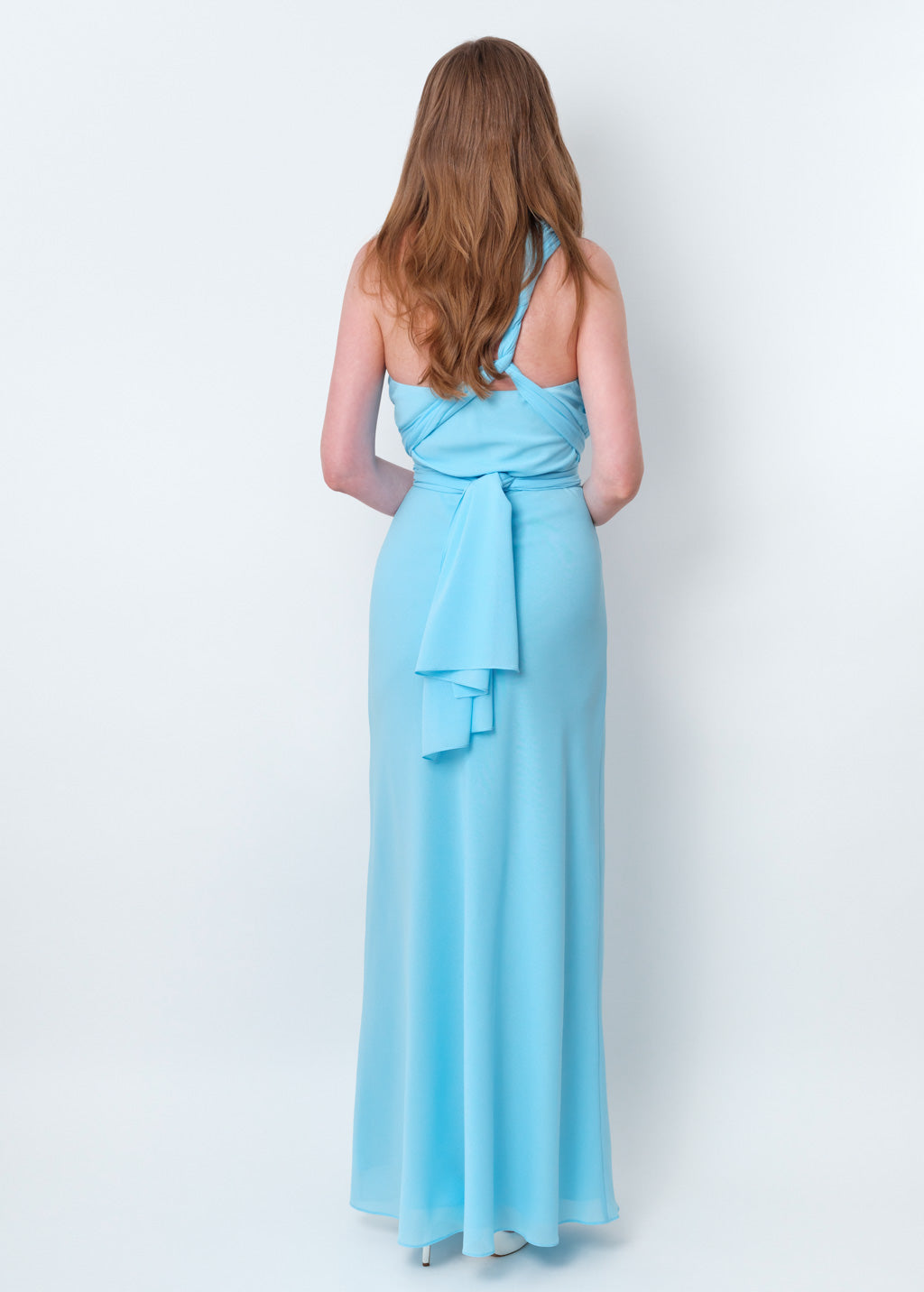 Sky blue chiffon infinity long dress