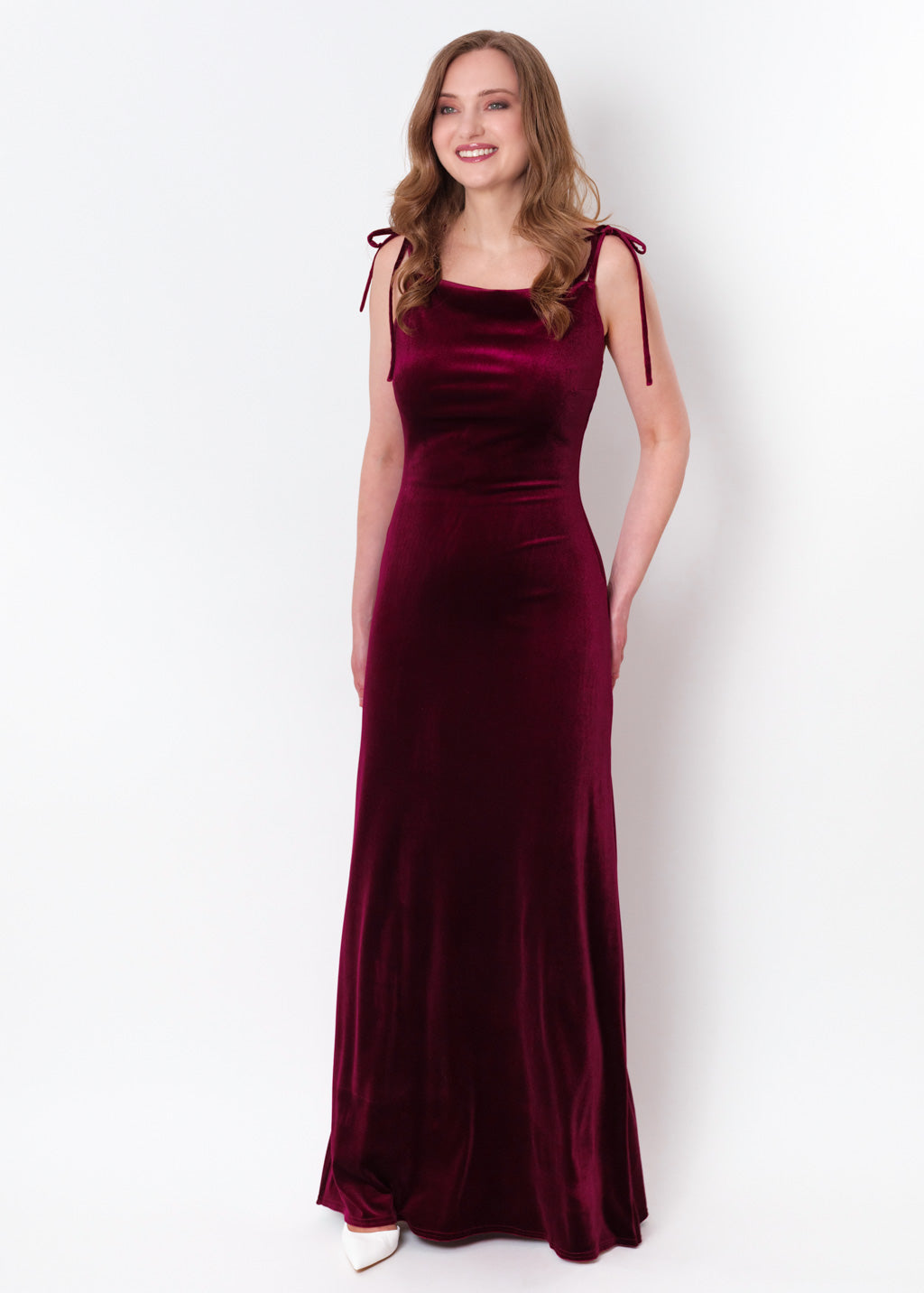 Plum burgundy slip velvet bodycon long dress