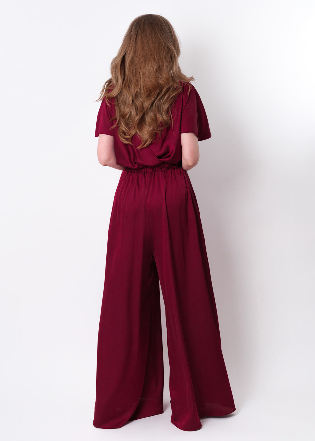 Burgundy silk jumpsuit