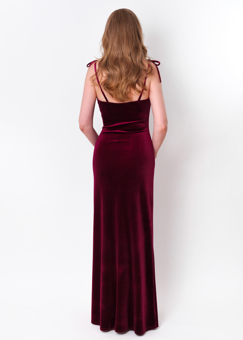Plum burgundy slip velvet bodycon long dress