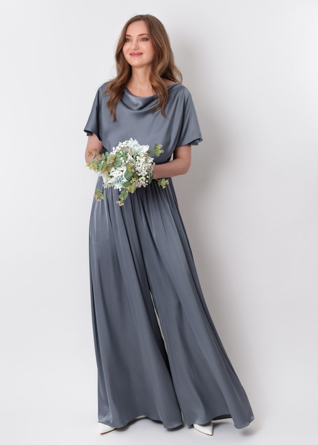 Grey silk jumpsuit
