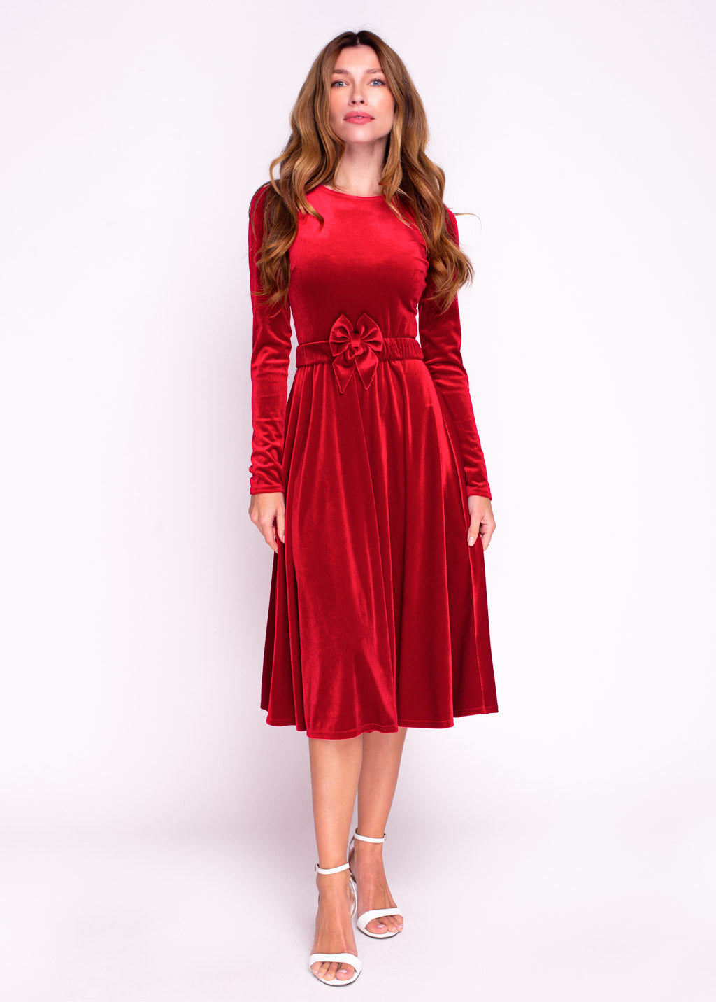 Mommy and me red velvet adult dress