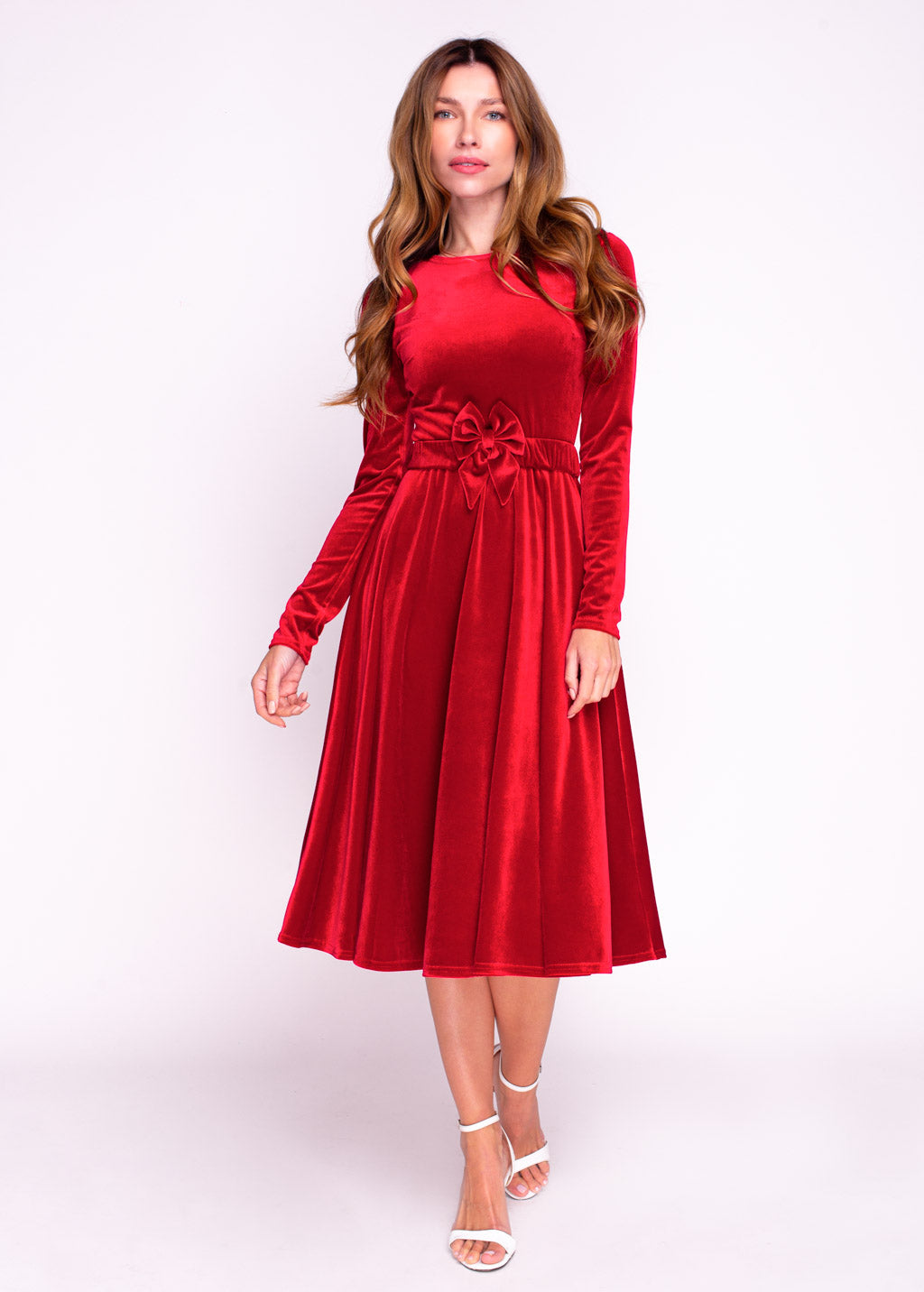 Mommy and me red velvet adult dress