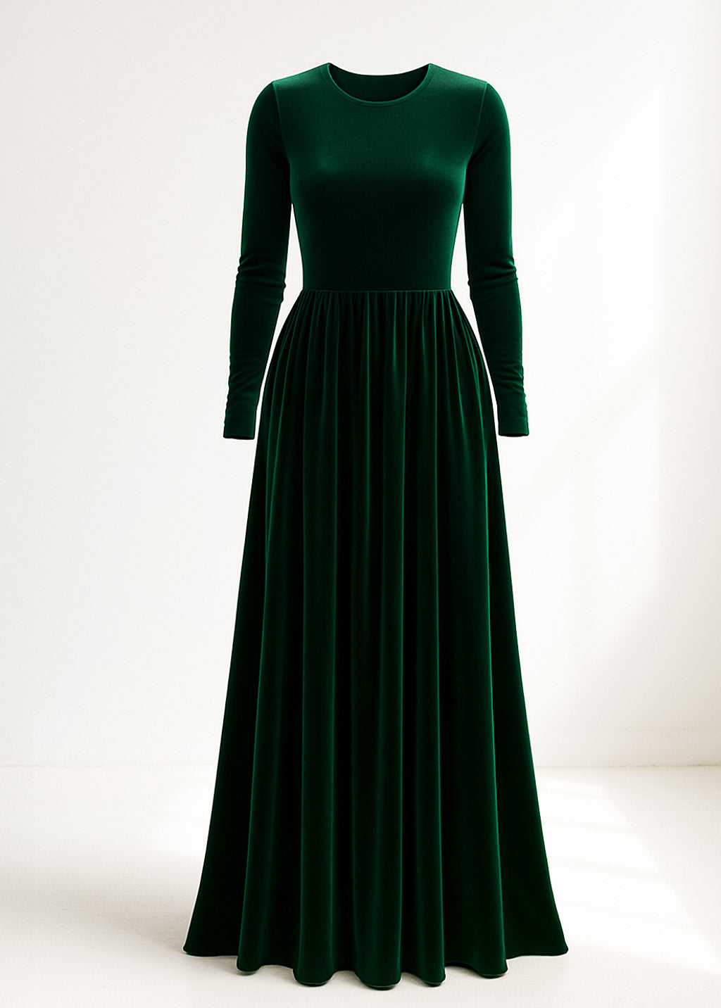 Emerald green velvet bridesmaid dress