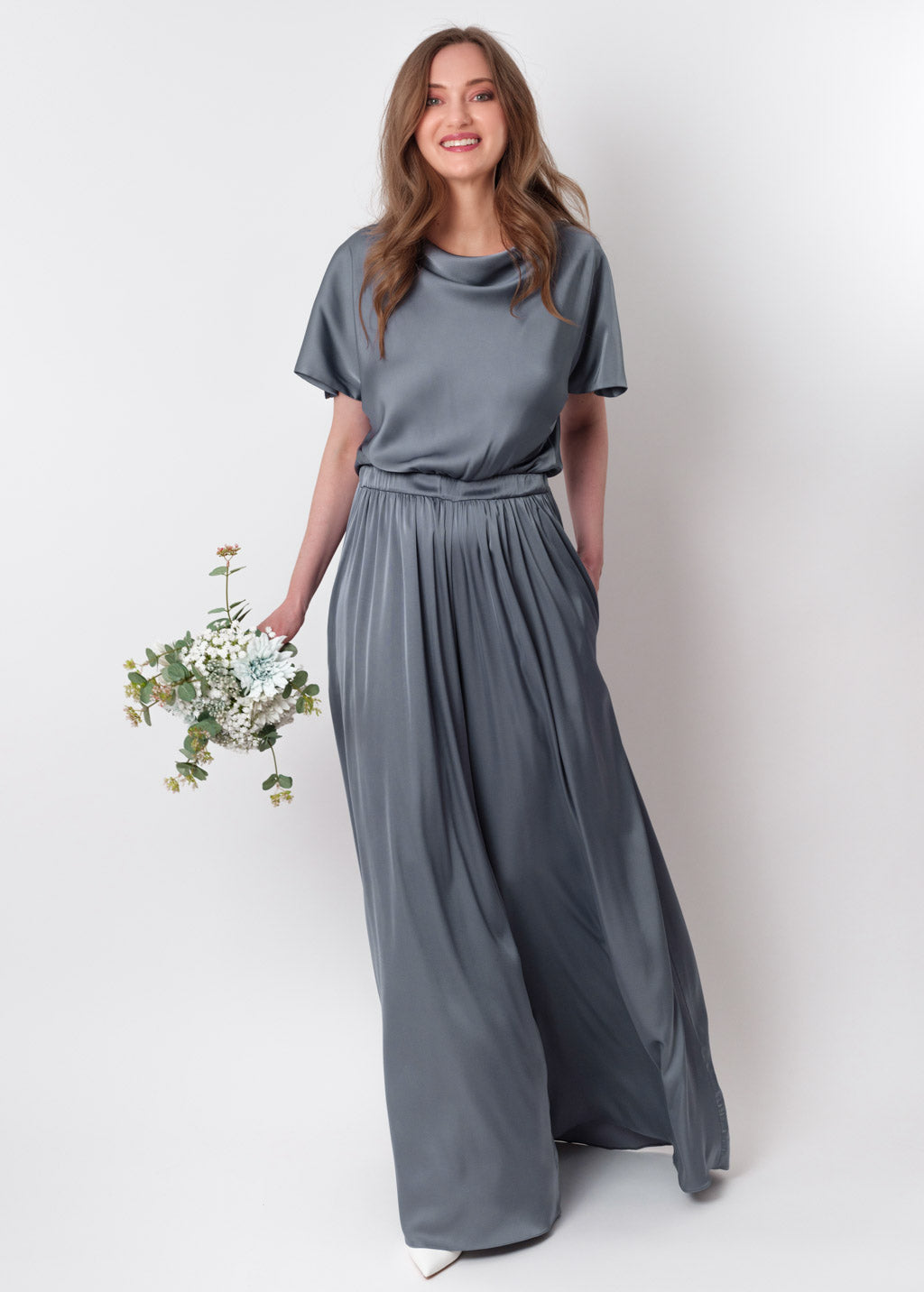 Grey silk jumpsuit