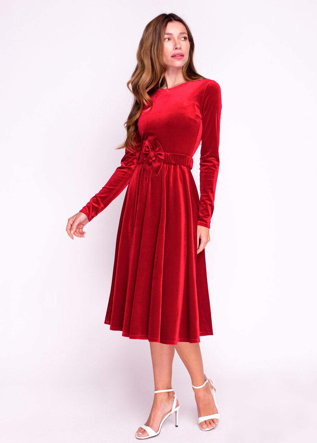 Mommy and me red velvet adult dress