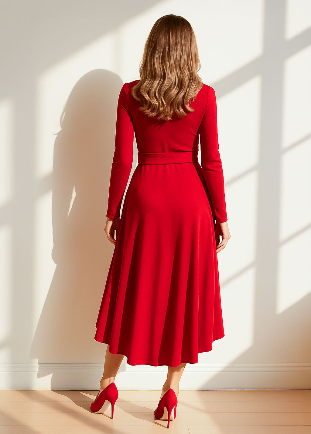 Red velvet wrap dress