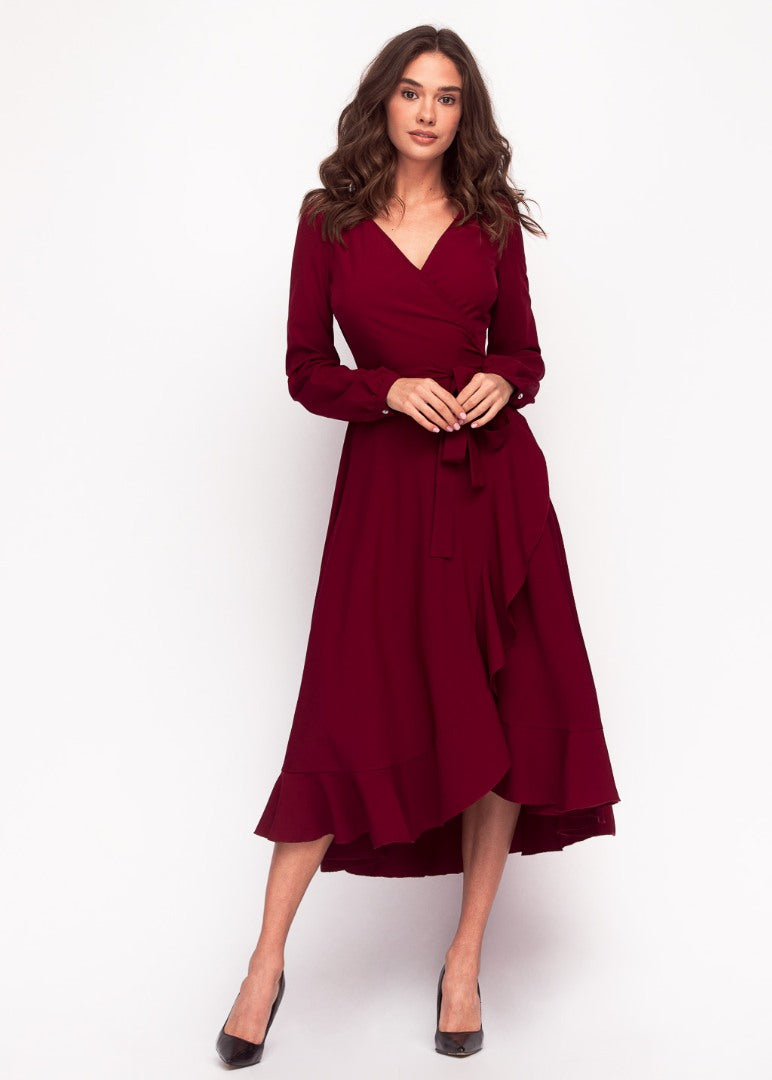 Burgundy wrap dress