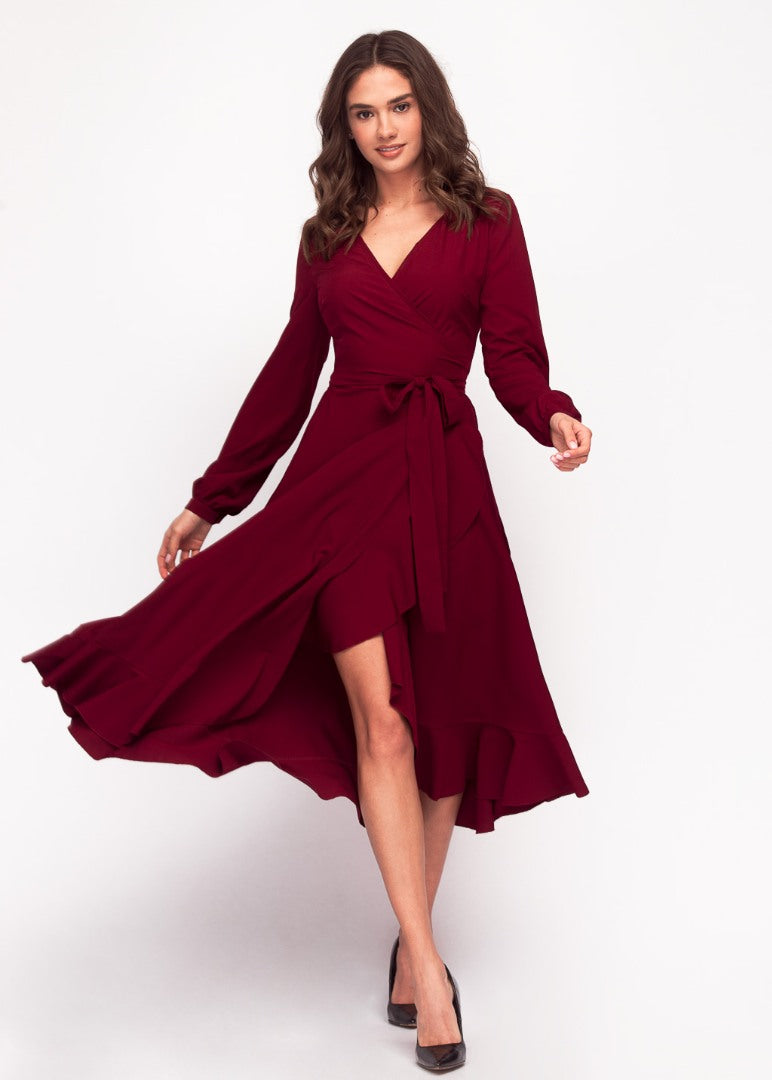 Burgundy wrap dress
